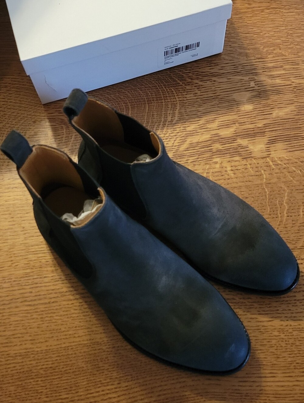 Quince Mens Essential Leather Dress Chelsea Boot - charcoal suede